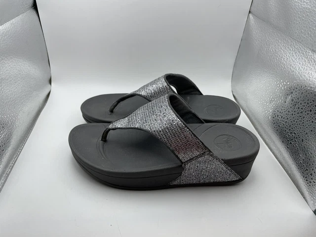 NEW IN BOX WOMEN'S FITFLOP LULU SUPERGLITZ SILVER 639-011 THONG SANDAL size 5