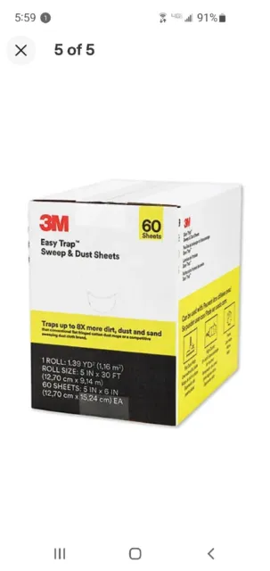 3m Easy Trap Sweep & Dust, 5" x 30 ft, White, 60 Sheets Per Roll (59032W) 1 Box
