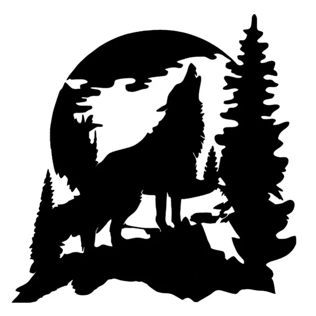 Wolf Howling Moon Forest Vinyl Decal Car Truck Tablet Laptop Window Tumbler