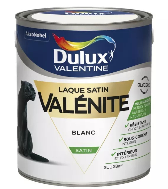 Peinture laque glycéro blanc satin 2l DULUX VALENTINE valénite haute résistance