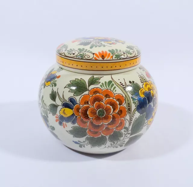 Raam Göppingen Teedose Deckeldose Dose polychrom Blumenmalerei Keramik bemalt