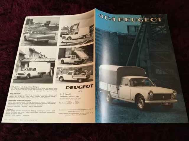 Peugeot 404 Light Lorry & Platform Cab 1000kg Brochure 1979 - UK Issue