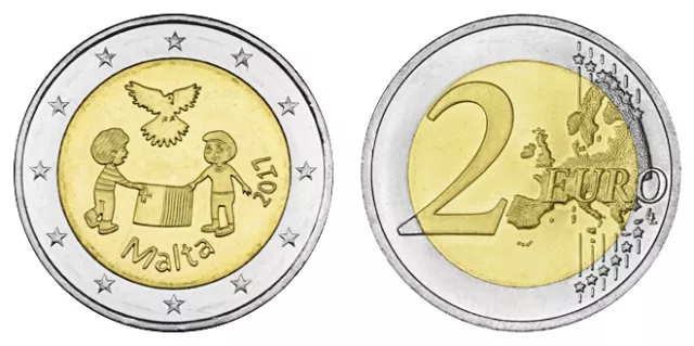 Malta 2 Euro Frieden - Von Kindern (Serie Solidarität) 2017 Bankfrisch