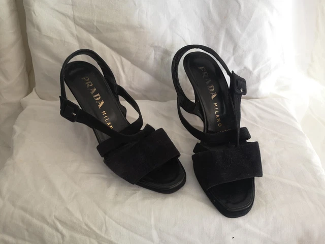 PRADA Chaussures Ouvertes en cuir noire à talon