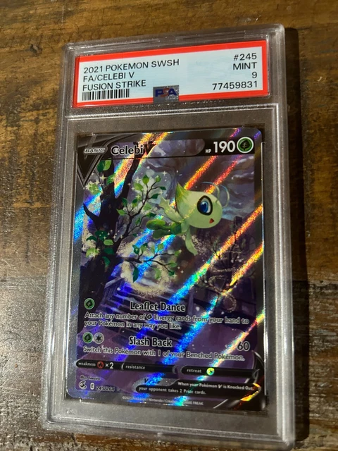 POKEMON 2021 SWSH Fusion Strike Full Art CELEBI V #245 PSA 9 RARE