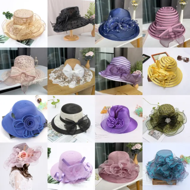 Womens Organza Derby Hat Bride Fascinator for Tea Party Bridal Wedding Dress Hat