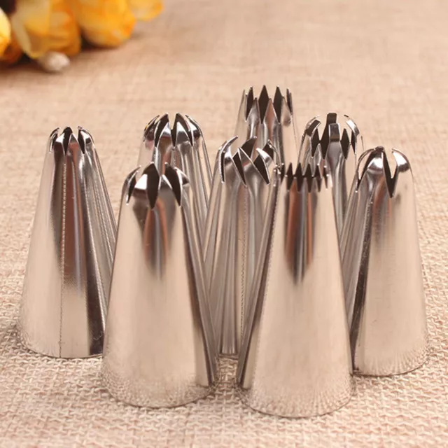 8Pcs Big Size Icing Piping Nozzles Tips Cake Pastry Decor Tools Stainless Steel