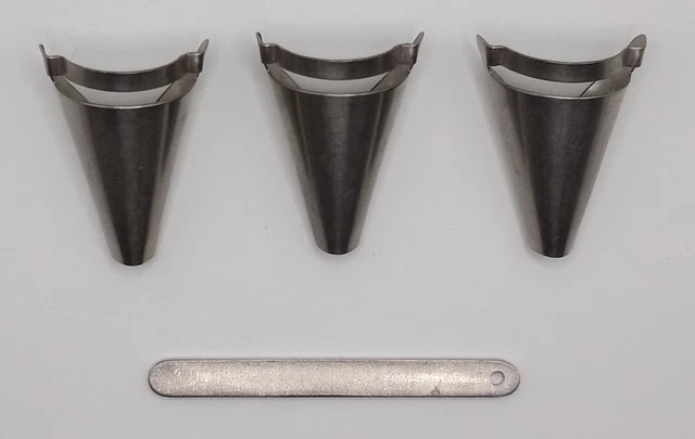 Lote de 3 accesorios de trenzado vintage para hacer alfombras de cono de metal