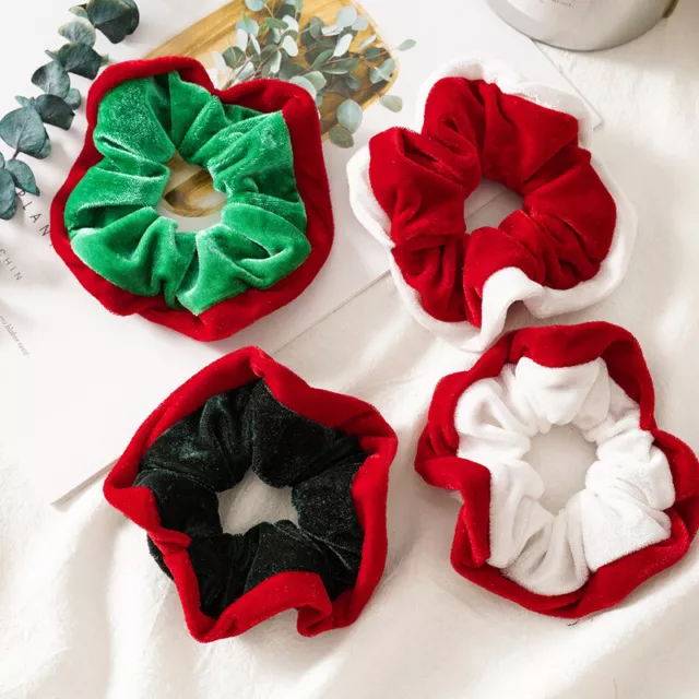 Weihnachten Samt Scrunchies Seil Krawatten Haarring Haarschmuck #Ca G