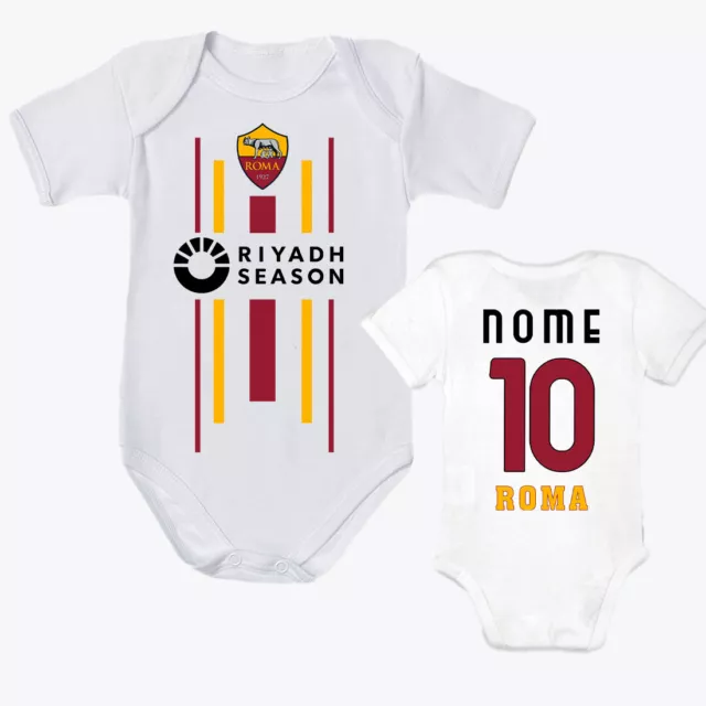 Body Personalizzato AS Roma Calcio Nome e Numero idea regalo bimbo neonato