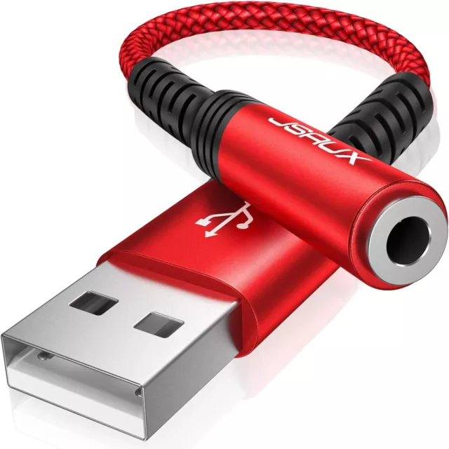 JSAUX USB a Auf 3.5Mm Klinke Aux Adapter, USB Auf Aux Audio Headset Adapter TRRS