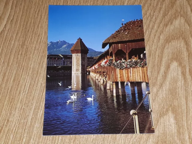 #R822 Ansichtskarte Postkarte Schweiz Luzern Kapellenbrücke Pilatus