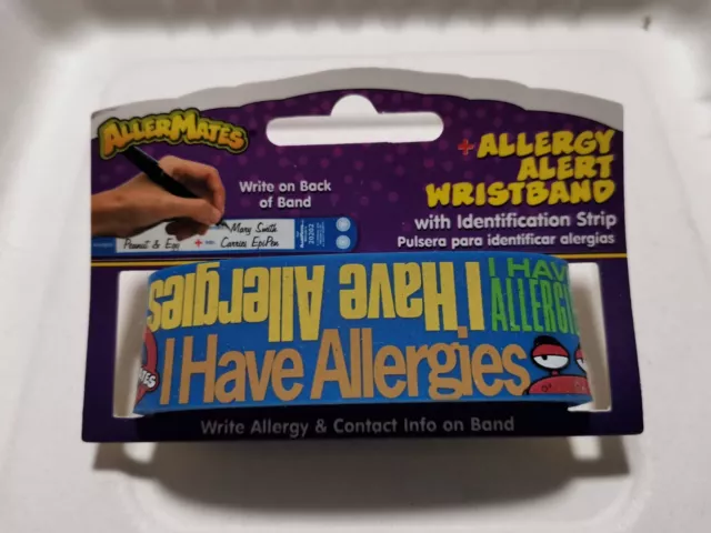 ALLERMATES Allergy Alert Wristband "I Have Allergies" Customise written info