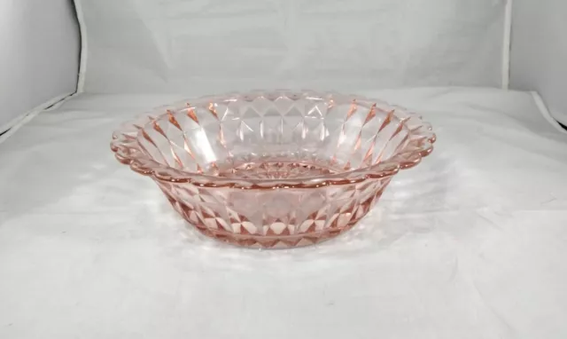 8 1/2" Round Serving Bowl in Windsor Pink Depression Glass by Jeannette Glass