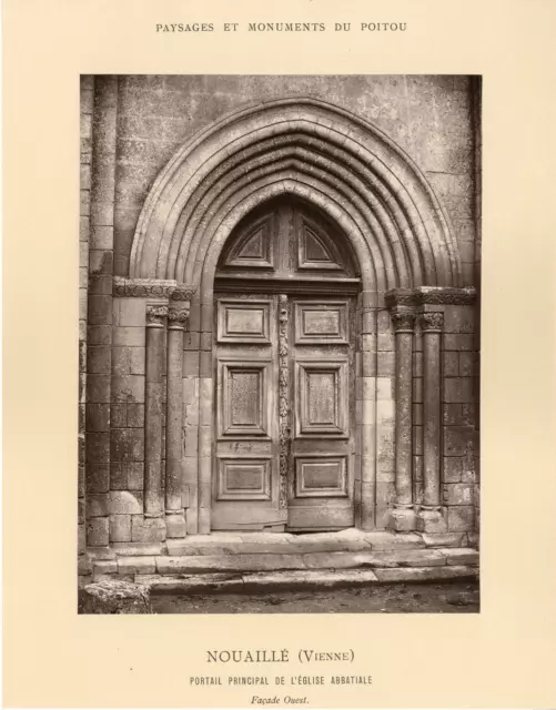 Robuchon. France, Nouaillé, Portail principal de l&#039;Eglise Abbatiale  Vintag