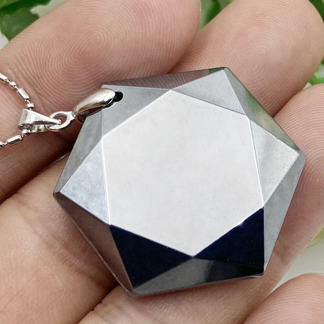 Natural Terahertz Gemstone Hexagram Star of David Pendant Necklace Healing