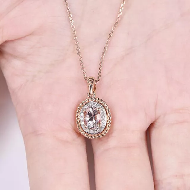 Pretty Cubic Zircon Women Jewelry 14k Rose Gold Plated Necklace Pendant