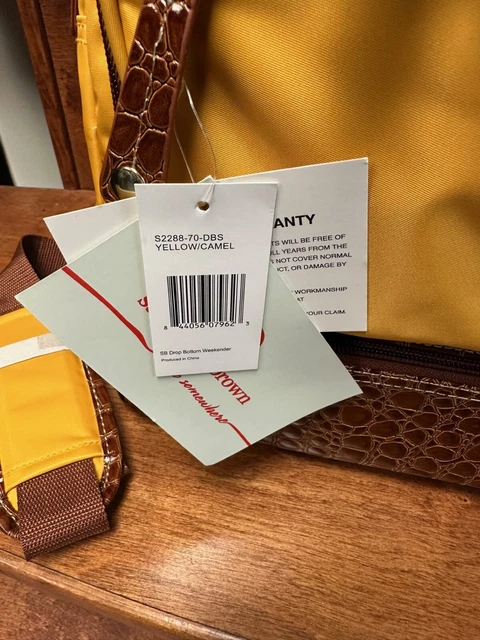 New Samantha Brown Classic Drop Bottom Satchel With Yellow / Camel 3