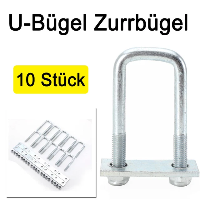 10x staffa di fissaggio quadrata staffa a U incl. dadi piastra M12 zincato rimorchio carico BWI