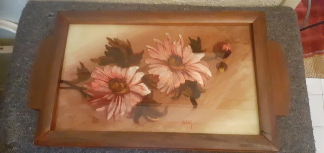 GRAND PLATEAU BOIS laqué décor d oiseaux et floral Chine XIXe siècle