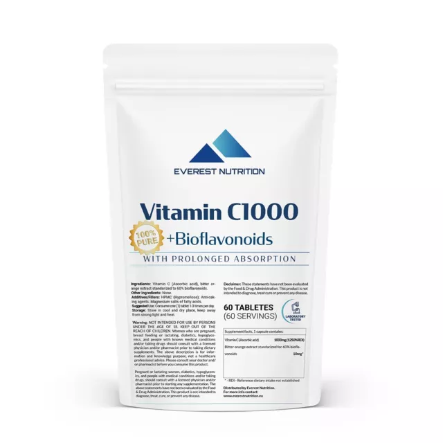 Vitamine C avec bioflavonoïdes d'agrumes 1000 mg comprimés à libération prolongé