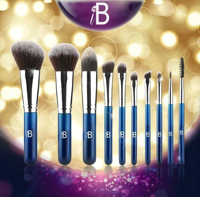 10pc Trucco Set Pennelli Viso Fard Contour Ombretto Liner Sfumatura con Astuccio