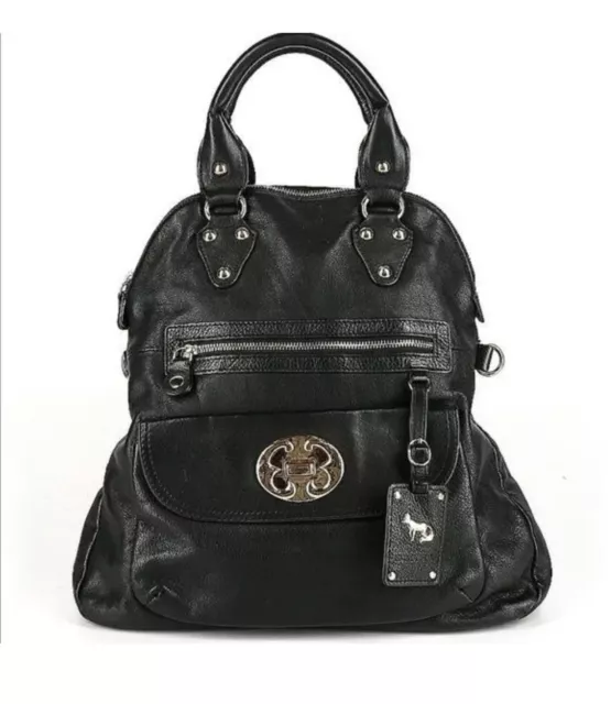 Emma Fox Lily Black Leather Handbag Satchel Gold Hardware