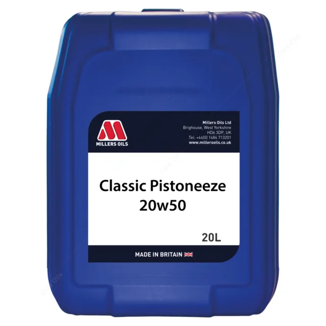 Millers Oils Classic Pistoneeze 20W-50 20W50 Mineral Engine Oil - 20 Litres 20L