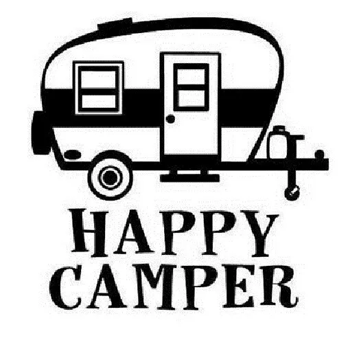 Happy Camper Caravan Wine Bottle Sticker Decal Vinyl Art Wall Glass Laptop etc;