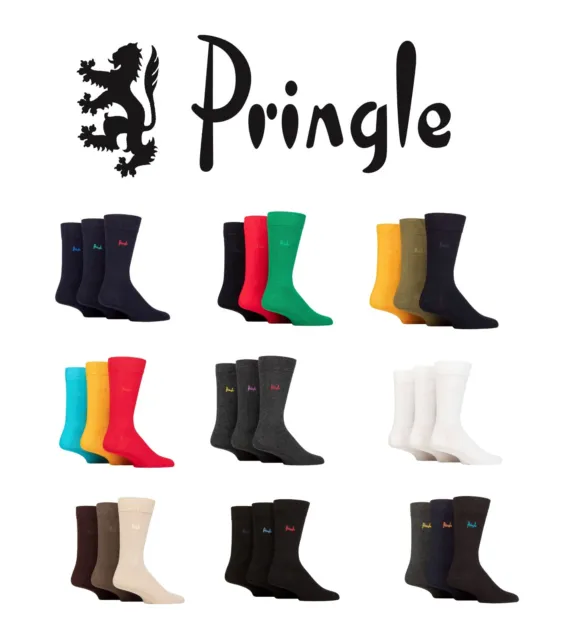 Mens Bamboo Socks Plain Pringle "Rupert" Soft & Breathable Many Colours- 3 Pairs