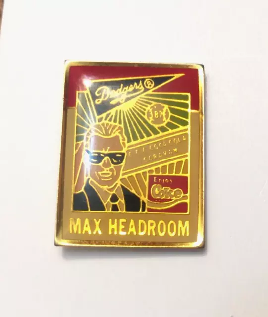 Vintage Coca Cola Pin,  LA Dodgers Baseball Max Headroom Caravan 1980s