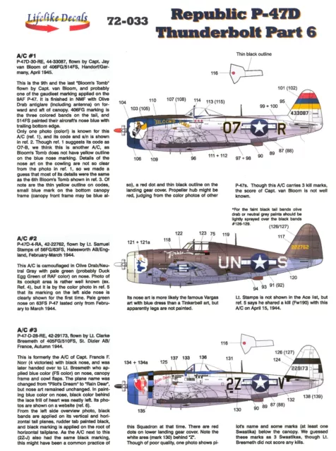 Lifelike Decals 1/72 REPUBLIC P-47D THUNDERBOLT Fighter Part 6 3