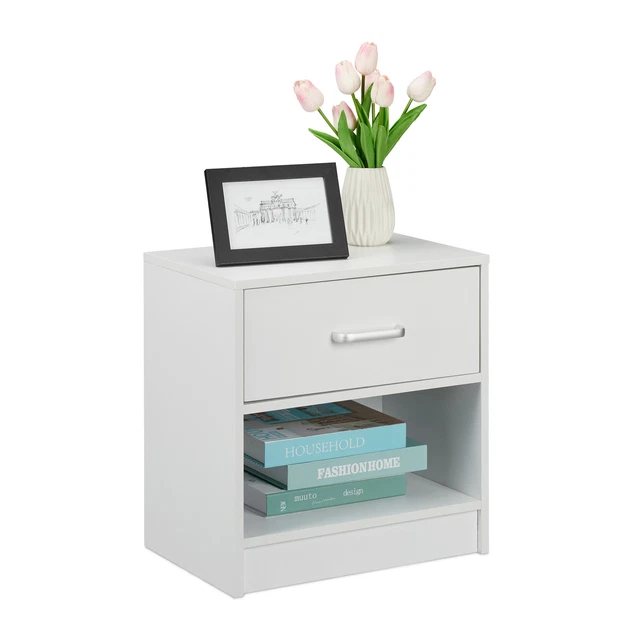 Table de nuit Table de chevet Meuble d’appoint Blanc Tiroir Console de lit