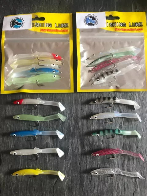 5 Savage Saltwater Sandeel Lures Bass Wrasse Cod Pollock Sea Fishing Tackle Gear