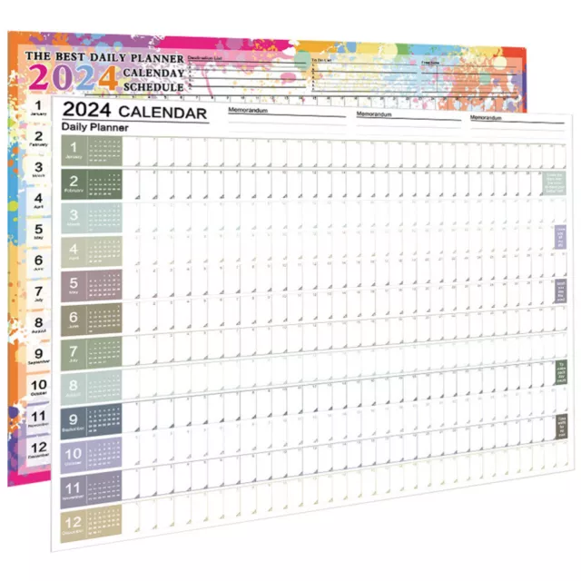 2x 2024 Wall & Desk Calendar - 12 Month Academic Planner-