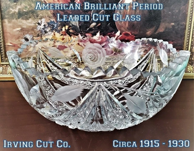 Lead Cut Crystal Antique Bowl. ABP Bowl. Irving Cut Company USA.