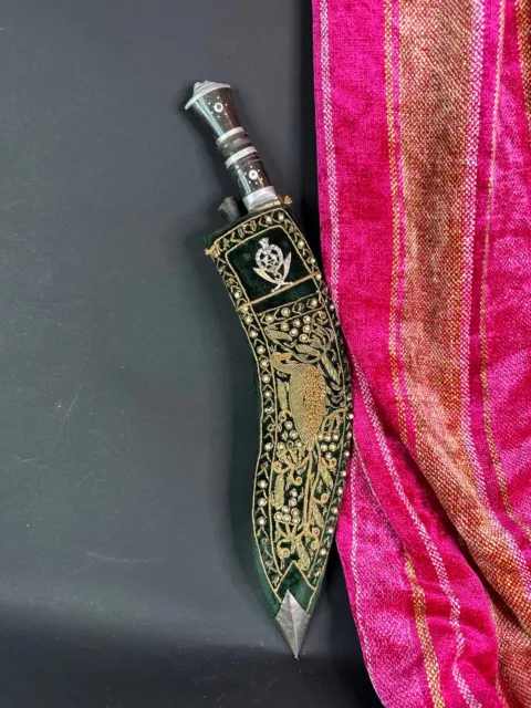 Old Northern India Kurri Napal Style Nepalese Gurkhas Dagger with Pearls and Seq