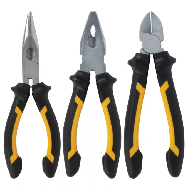 BLOSTM Heavy Duty Pliers Set 3PCS Combination Cutting Plier Long Nose Tool 150mm