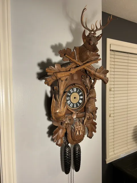 Vintage Authentic 1984 German Black Forest Hunter Hunting 8-Day Cuckoo Clock 3