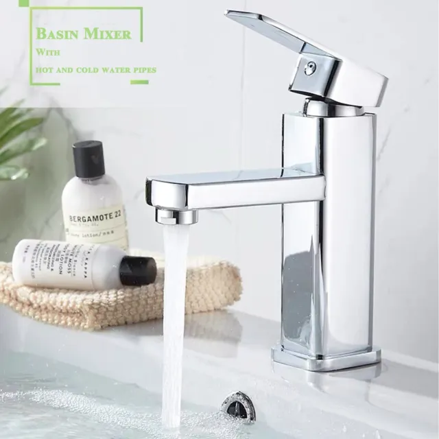 Chrome Waterfall Bathroom Sink Mixer Taps Mono Single Lever Vanity Basin Faucet