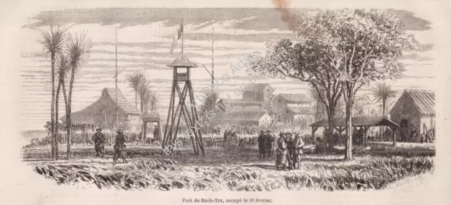Cochinchine Le Fort de Rach-Tra Gravure Engraving 1861
