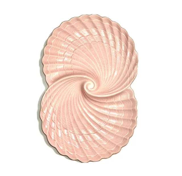 Vintage Blush Pink Original Shafford Ceramic Sea Shell Oyster Serving Platter