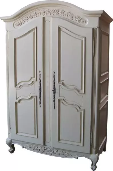 Solid Mahogany Antique White Arch Top Double Armoire/Wardrobe Two Door ARM006P