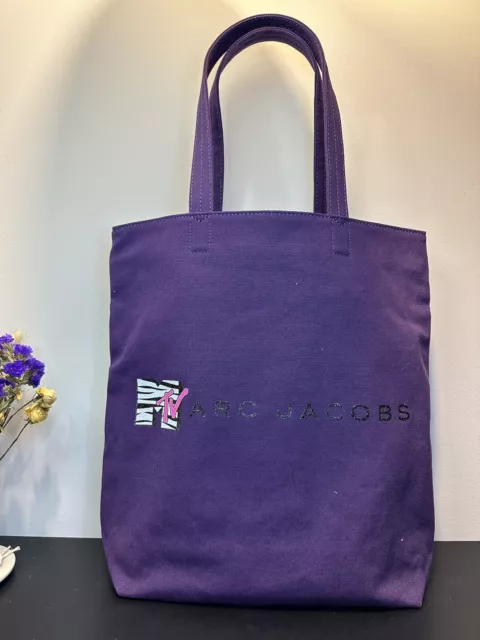 Marc Jacobs MTV  Canvas Tote Bag Eggplant/Purple Multi, New With Tag