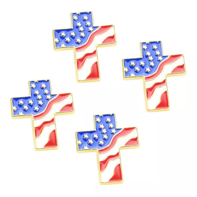 4 Pcs Gifts American Flag Lapel Pin Dress Accessories Brooch