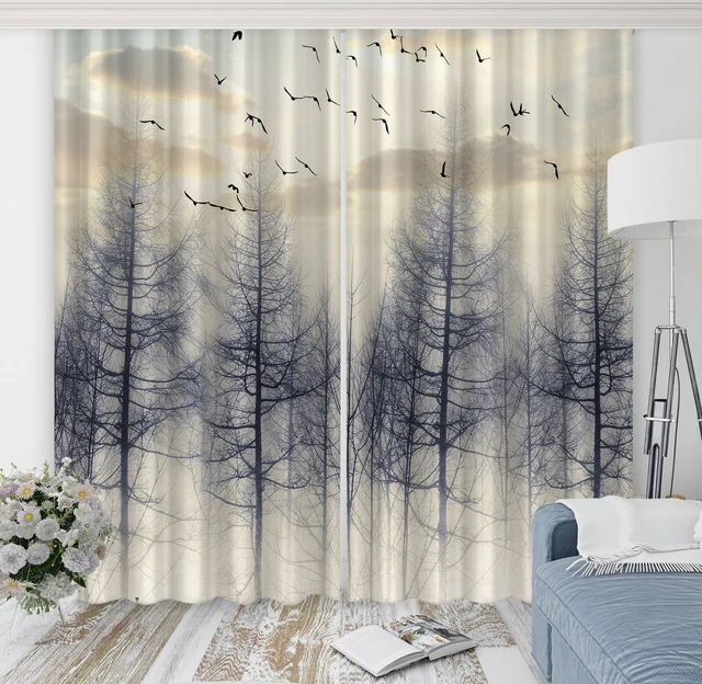 3D Black Branch Bird ZHUA4284 Photo Curtain Window Blockout Fabric Amy 2023