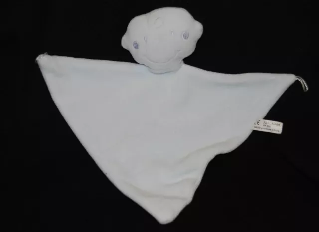 Peluche Doudou Garçon AUCHAN Bonhomme Lutin Plat Triangle Bleu Blanc TTBE