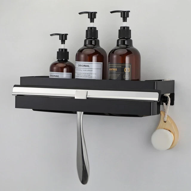 Mensola Doccia Senza Foratura - 3 Pezzi In Acciaio Inox Nero Con Adesivo - Foto 4