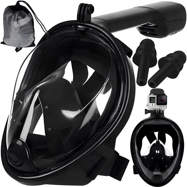 Masque De Snorkeling Intégral Pour Adulte - Noir - Neuf En Boîte, Sans Marque