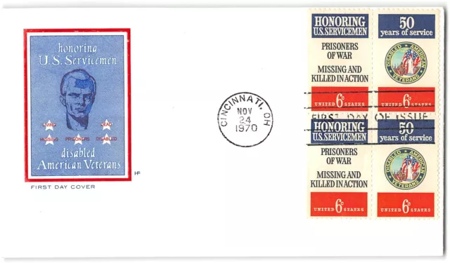 US #1422a FDC, 1970, HF, block of 4